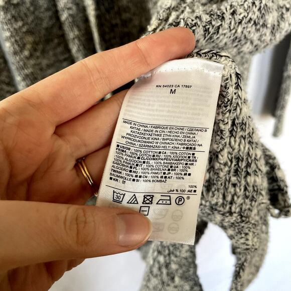 Banana Republic black whit peppered cardigan sweater pockets women's size M - Picture 5 of 7